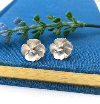 Sterling Silver Buttercup Flower Earrings, 2 of 12