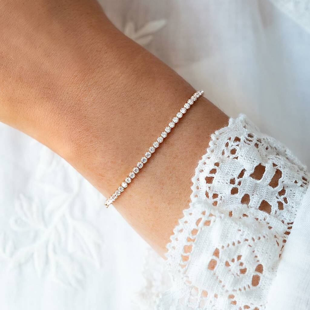 Sterling Silver Crystal Personalised Slider Bracelet By Bloom Boutique
