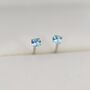 Sterling Silver March Birthstone Aquamarine Blue Cz Stud Earrings, thumbnail 5 of 12