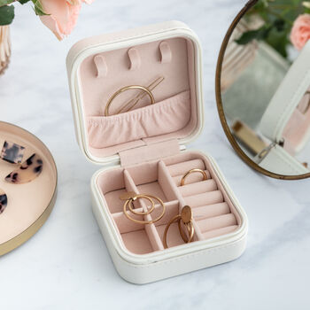 Blush Pink And Navy Roses Travel Jewellery Box, 3 of 8