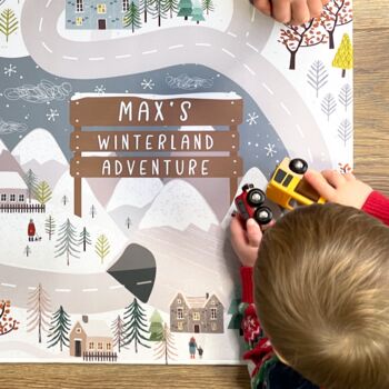 Personalised Children's Play Mat Winter Wonderland, 2 of 3