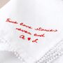 Personalised Message Embroidered White Linen Napkin, thumbnail 2 of 4