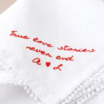 Personalised Message Embroidered White Linen Napkin, 2 of 4