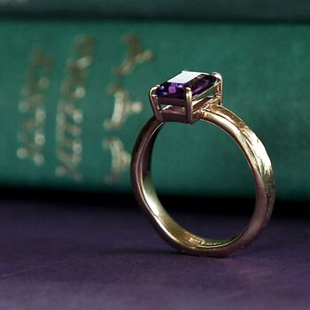 Solid 9ct Gold Amethyst Guinevere Ring, 6 of 7