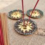 Smiling Gold Sun Incense Stick Holder Ash Catcher, thumbnail 9 of 12
