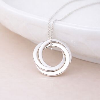 Personalised Sterling Silver Russian Interlinked Trinity Ring Pendant Necklace, 3 of 6