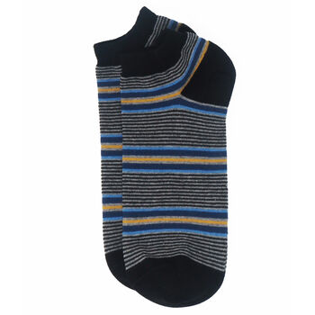 Multistripe Black And Polka Orange Men's Trainer Socks, 5 of 8