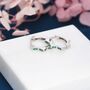 Flower Shape Emerald Green Cz Huggie Hoop Earrings, thumbnail 7 of 12