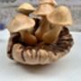 Handcrafted Wavy Cup Mushroom Sculpture Ornament On Natural Teak Root, thumbnail 3 of 5
