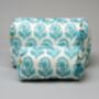Floral Paisley Pattern Quilt Cotton Aqua Makeup Bag, thumbnail 3 of 5