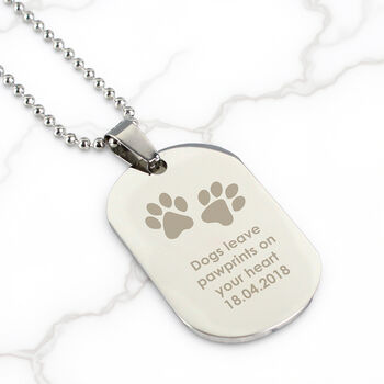 Personalised Paw Prints Stainless Steel Dog Tag Necklace, 6 of 12