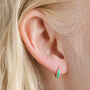 Green Enamel Scalloped Huggie Hoop Earrings In Gold, thumbnail 1 of 4