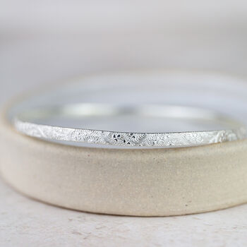 Sterling Silver Lace Textured Bangle, 2 of 6