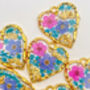 Heart Necklace With Forgetmenot And Pink Flowers, thumbnail 3 of 9