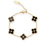 Black 18 K Gold Plated Clover Flower Bracelet, thumbnail 1 of 6
