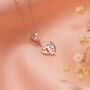70th Birthday Necklace Silver Heart With Rose Gold Flower Pendant, thumbnail 3 of 5