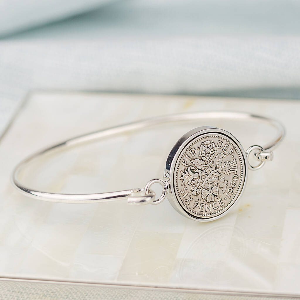 60th Birthday 1961 Sixpence Coin Bangle Bracelet By Ellie Ellie ...