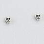 Sterling Silver Vintage Style Tiny Skull Earrings, thumbnail 3 of 4