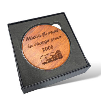 Custom Engraved Walnut Wireless Phone Charger Personalised Fast Charging Dock, 6 of 7