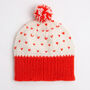 Heart Hat Easy Knitting Kit Valentines Cream, thumbnail 2 of 7