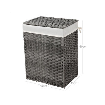 90 L Gray Handwoven Clothes Laundry Hamper Basket, 7 of 7