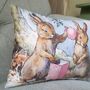 Christmas Bunny Hand Printed Decorative Cushion, thumbnail 2 of 4