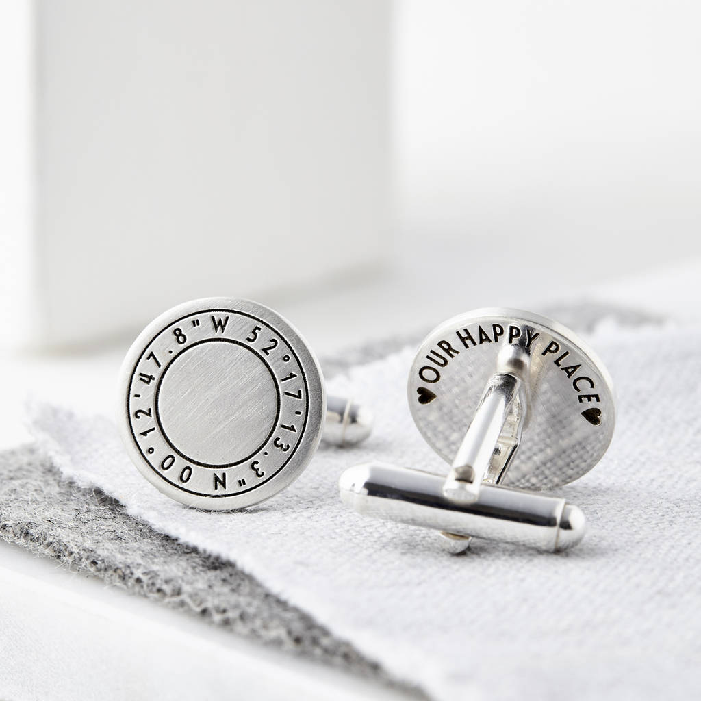 Personalised Round Silver Coordinate Cufflinks, 1 of 5