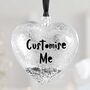 Personalised Silver Glitter Heart Christmas Bauble, thumbnail 1 of 3