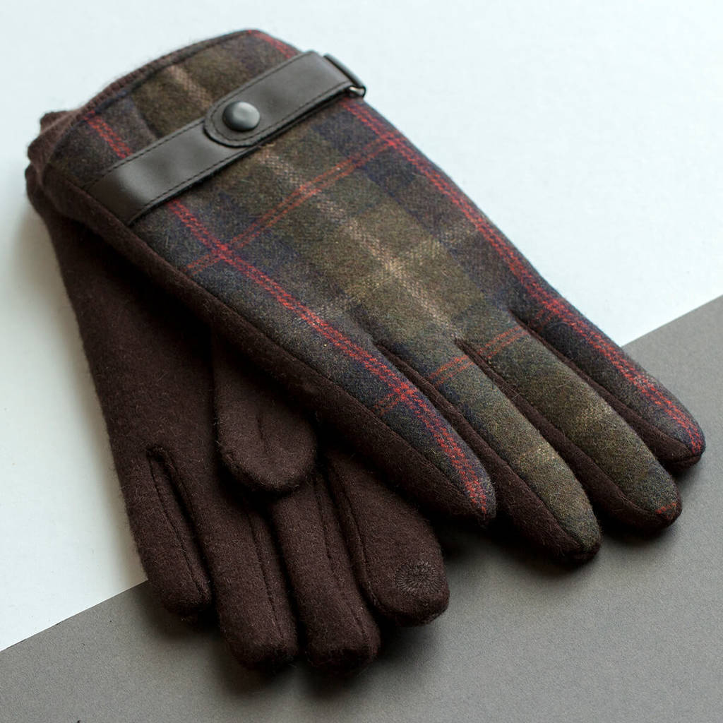 Personalised Men's Merino Wool Gloves With Strap Detail By Studio Hop