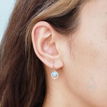 Blue Opal And Circle Drop Hook Earrings, 3 of 8