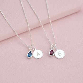 Girl's Personalised Initial And Teardrop Birthstone Necklace, 6 of 9