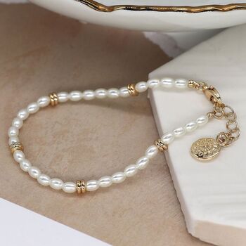 Seed Pearl And Faux Gold Spacer Bead Bracelet, 3 of 4