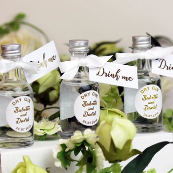 Personalised White And Gold Mini Gin Wedding Favours, 2 of 5