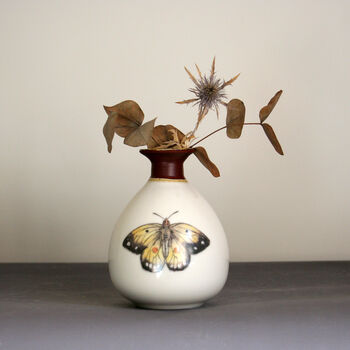 Small Ceramic Butterfly Bud Vase Brown, 3 of 3