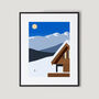 Ski Chalet And Skiier In The Mountains Wall Art Print, thumbnail 1 of 3