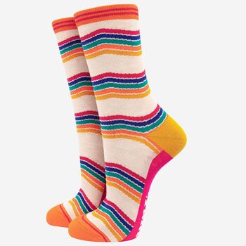 Womens Bambooo Socks Gift Box Rainbow Stripes, 5 of 5