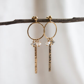 Gravity Earrings 14k Gold Filled And Herkimer Diamonds, 5 of 8