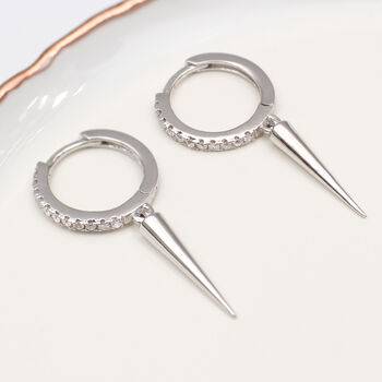 Sterling Silver And Crystal Spike Hoop Earrings, 2 of 6