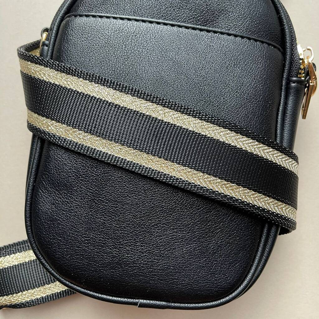 Black And Gold Two Stripe Metallic Bag Strap By Nest Gifts