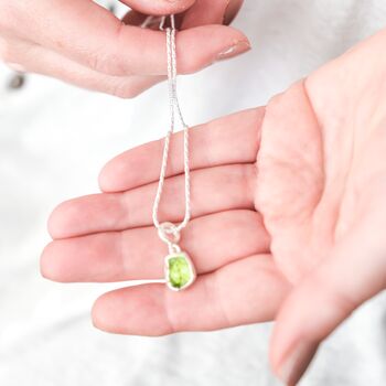 Raw Peridot Silver Necklace, 3 of 4