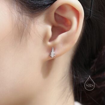 Sterling Silver Tiny Pine Tree Stud Earrings, 5 of 11