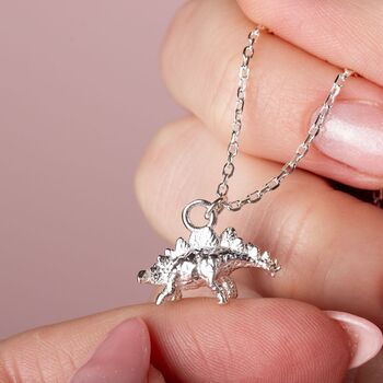 Stegosaurus Silver Necklace Personalised, 2 of 5