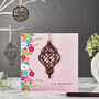 Laser Cut Wooden Lantern Eid Mubarak Card Pink, thumbnail 2 of 2