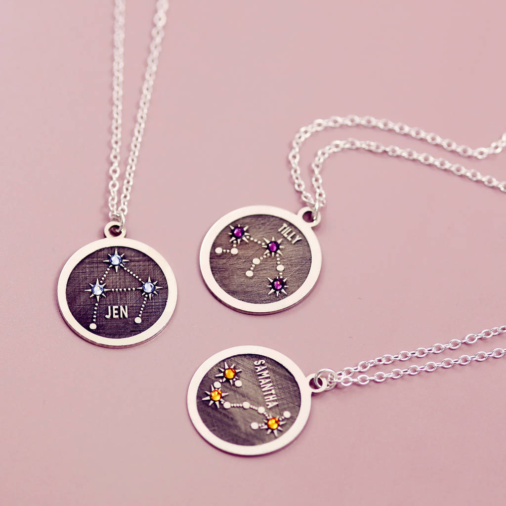 zodiac constellation necklace in sterling silver by j&s jewellery ...