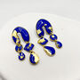 Royal Blue And Gold Foil Abstract Statement Earrings, thumbnail 1 of 9