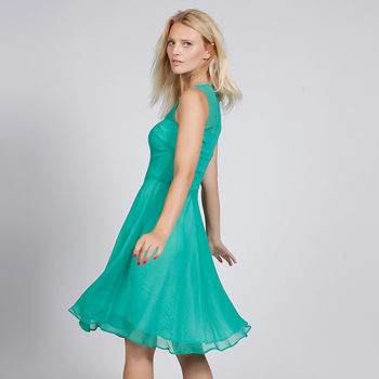 Neola Chiffon Dress In Turquoise Or Red, 4 of 6