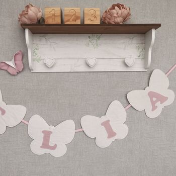 Bunting Blush Pink And White Butterfly Baby Banner, 6 of 11