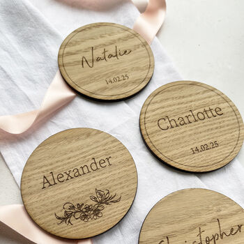 Wooden Coaster Double Sided Personalised Place Setting, 10 of 10