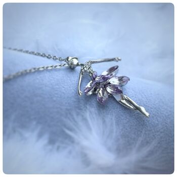 Personalised Ballerina Necklace With Purple Crystal Costume, 12 of 12