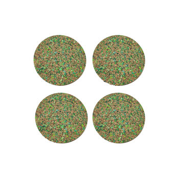 Speckled Round Cork Coasters Set Of Four: Green, 2 of 4